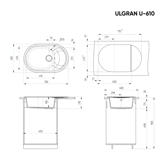 Мойка Ulgran U-610-331 белый