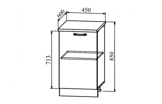Капля Шкаф нижний С 450 Кофе с молоком глянец петли справа