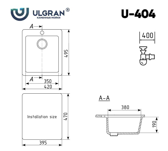 Мойка Ulgran U-404-331 белый