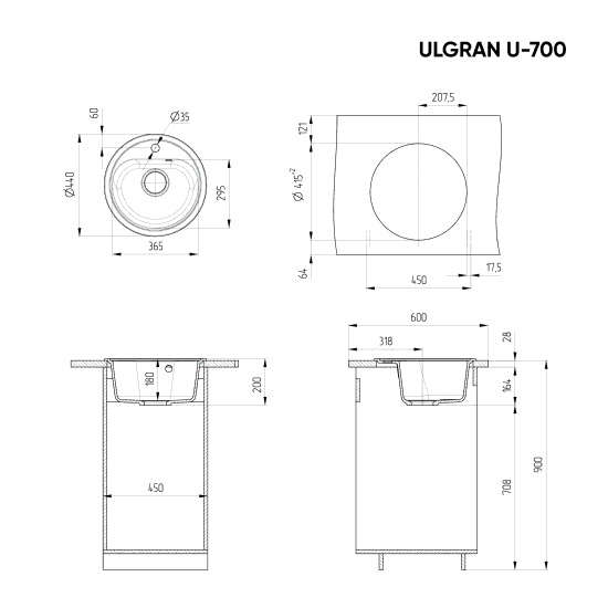 Мойка Ulgran U-700-331 белый