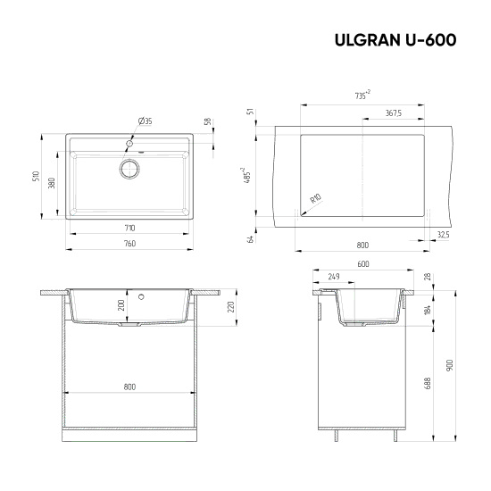 Мойка Ulgran U-600-342 графит
