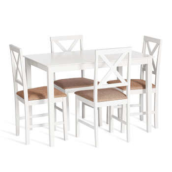 Обеденный комплект Хадсон (стол + 4 стула)/ Hudson Dining Set pure white (белый 2-1)