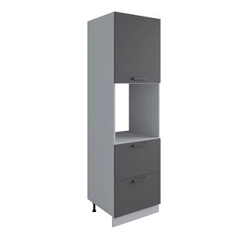 Пенал с нишей под духовку и ящиками Ройс Графит софт ПНЯ 600