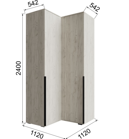 Лилль Шкаф угловой ЛСШ-25 дуб крафт белый