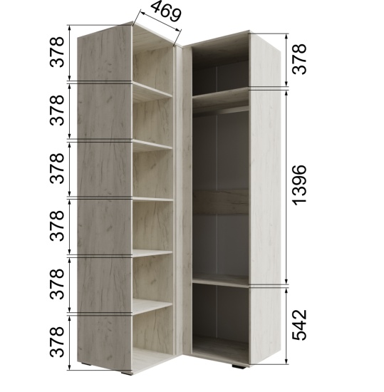 Лилль Шкаф угловой ЛСШ-25 дуб крафт белый