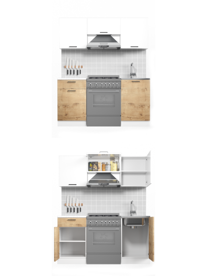 Кухонный гарнитур Дуся 2М 1,6м Дуб бунратти / Белый бриллиант