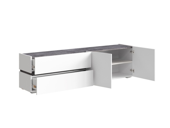 Тумба ТВ Аркон белый / бетон темный