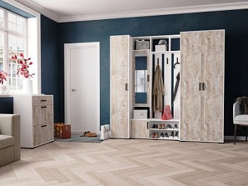 Модульная прихожая Бриз белый/дуб юкон