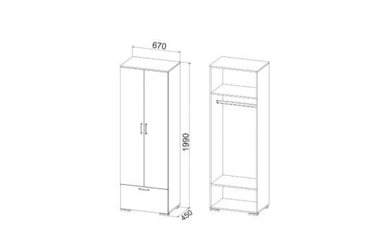 Шкаф «Дуся» ДШ 67.1 Дуб бунратти/Цемент