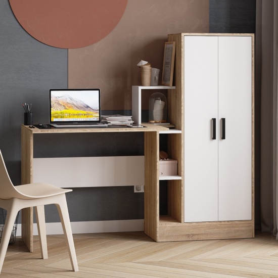 Компьютерный стол СКМ-1 дуб сонома/белый