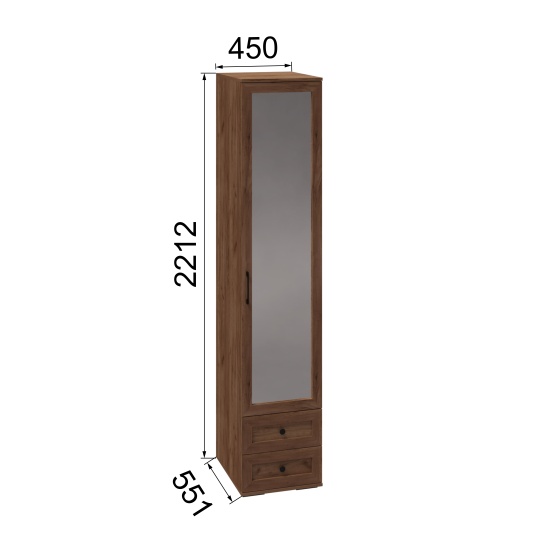 Спальня София пенал с зеркалом и ящиками СП-20 дуб крафт белый