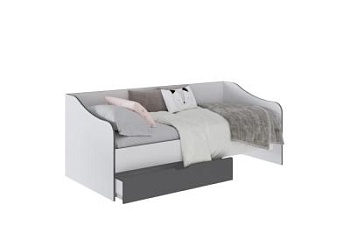 Спальня Тэбби Кровать с ящиком белый/графит серый