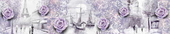 Фартук АБС (Город романтики арт.7057)- пластик интерьерные панели 600*2000*1,5