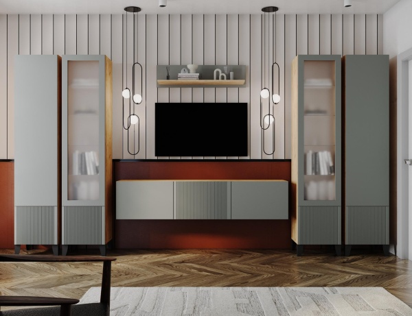 Модульная гостиная Рея дуб крафт золотой/гранит софт