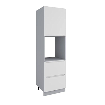 Пенал с нишей под духовку и ящиками Тренто Белая кожа ПНЯ 600 правый