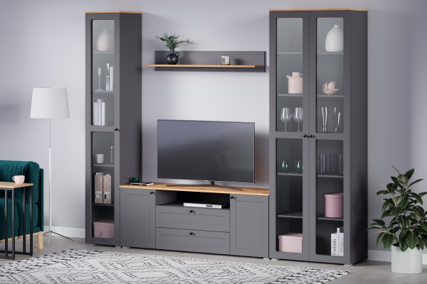 Модульная гостиная Остин графит/дуб золотой