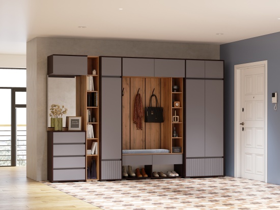 Модульная прихожая Прага Венге/Графит софт