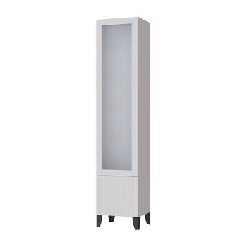 Гостиная Рея Пенал со стеклом РГПС белый/белый снег