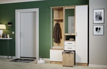 Прихожая «Дуся» 1.3 Дуб бунратти/Белый бриллиант