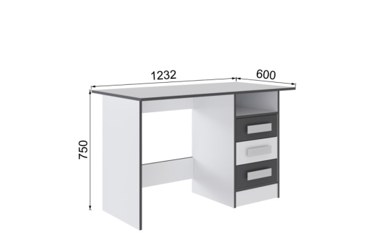 Спальня Тэбби Стол письменный белый/графит серый