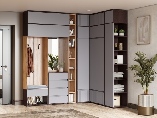 Модульная прихожая Прага Венге/Графит софт