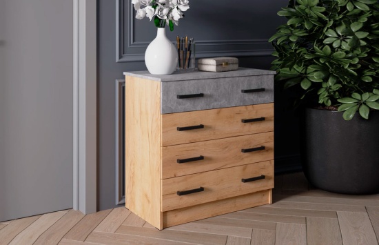 Спальня Асти комод дуб крафт золотой/ателье светлое