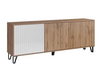 Тумба ТВ МС Ливерпуль дуб вотан/белый глянец