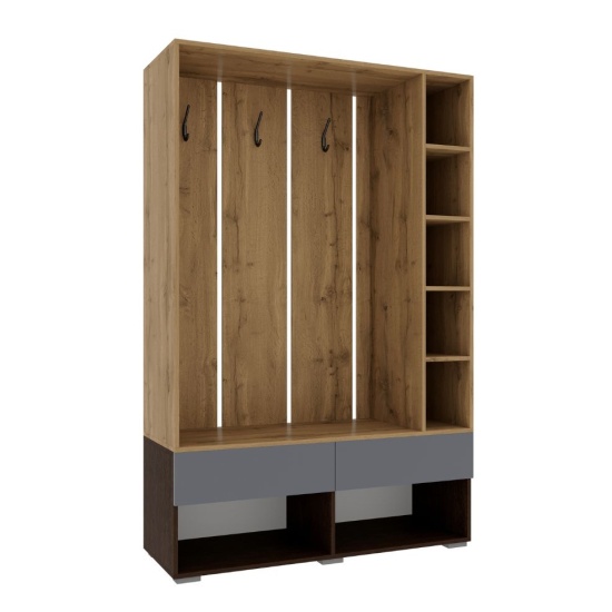 Прихожая Прага тумба с вешалкой венге/дуб вотан/графит софт