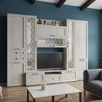 Модульная гостиная София Дуб Крафт белый