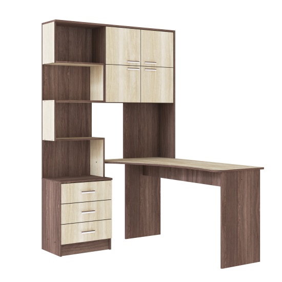 Компьютерный стол №1 Правый Ясень Шимо Темный/Ясень Шимо Светлый