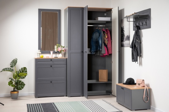 Модульная прихожая Остин Серый Графит/Дуб Вотан