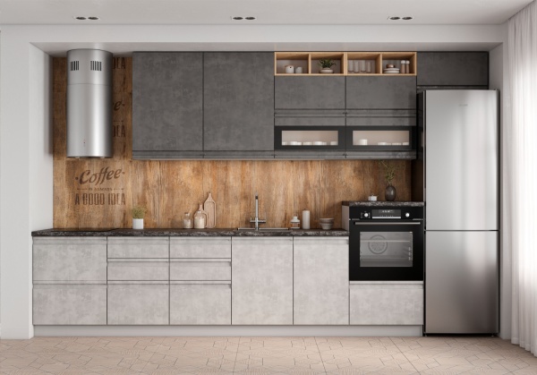 Модульная кухня Скала Бетон Тёмный / Бетон Светлый
