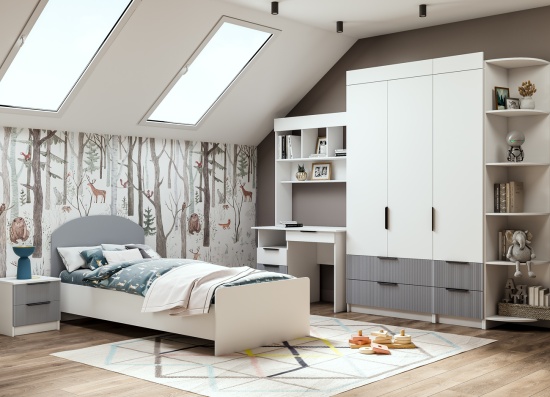 Комод 800 Лавис КМД 800.1 (Белый/Серый эмалит)