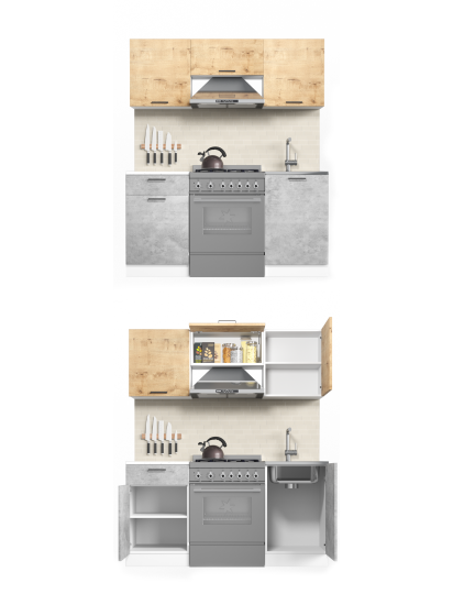Кухонный гарнитур Дуся 2М 1,6м Дуб бунратти / Цемент