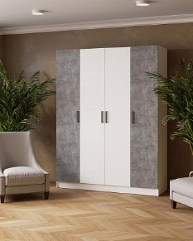 Шкаф комбинированный Ларс (1,6) без зеркала белый/ателье светлое