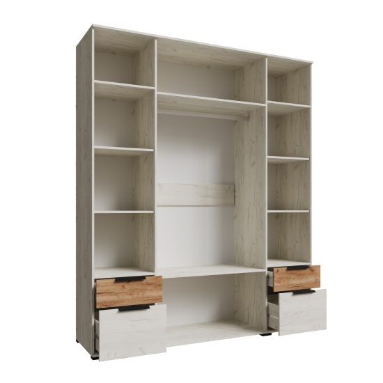 Лилль Шкаф 4-х створчатый ЛСШ-24 дуб крафт белый/дуб крафт табачный