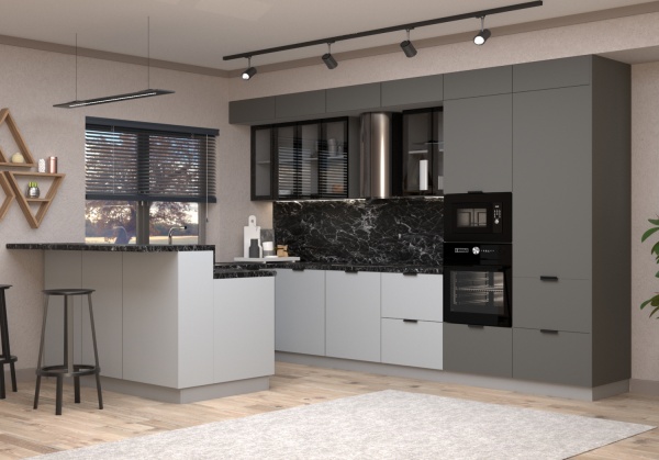 Модульная кухня Марсель Фреш Графит / Фреш Шифон