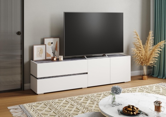 Тумба ТВ Аркон белый / бетон темный