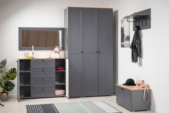 Модульная прихожая Остин Серый Графит/Дуб Вотан