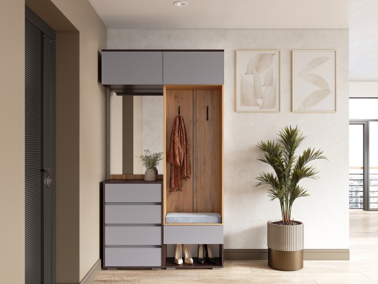 Модульная прихожая Прага Венге/Графит софт