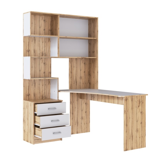 Компьютерный стол №1 Правый Дуб Вотан/Белый