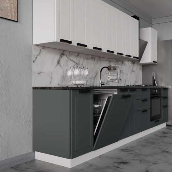 Модульная кухня Лилия Изумруд / Молочный