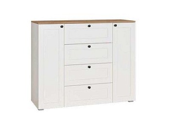 Остин Комод 16.221 Белый шагрень/Дуб Вотан