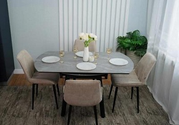 Стол керамический развижной Раунд 1400х800 (1400) Серый