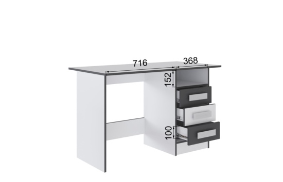 Спальня Тэбби Стол письменный белый/графит серый
