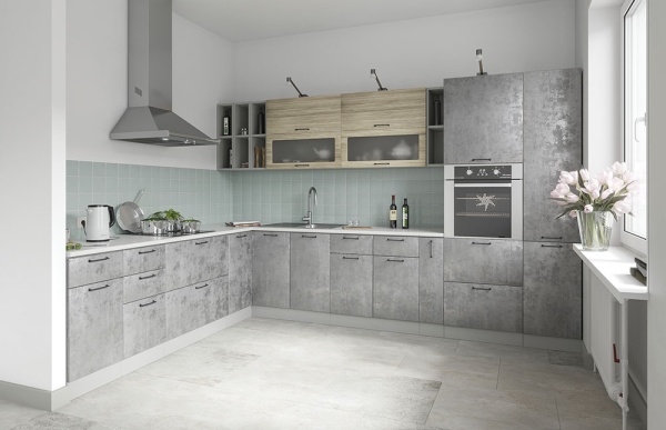 Модульная кухня Лофт Дуб майский / Бетон светлый