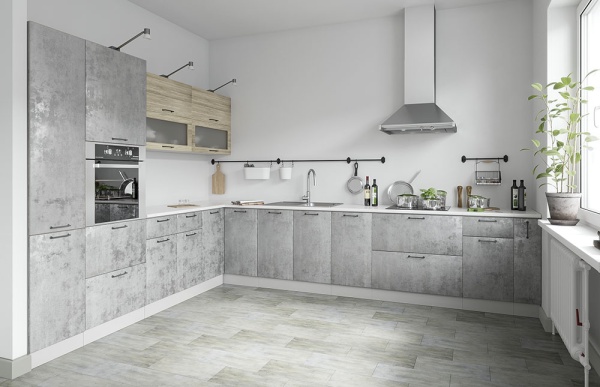 Модульная кухня Лофт Дуб майский / Бетон светлый