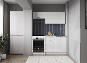 Кухонный гарнитур Дуся 2М 1,6м Белый бриллиант