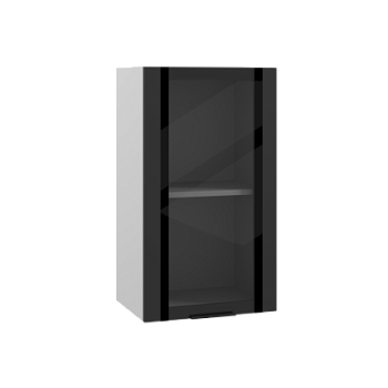 Верхний шкаф вклеенное стекло ПВС 400 Черный