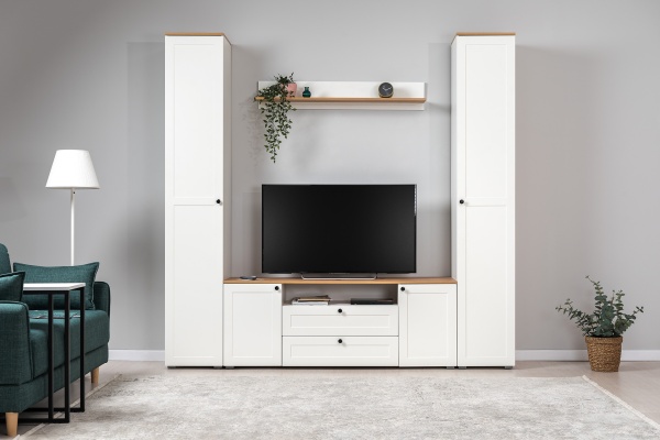 Модульная гостиная Остин белый/дуб золотой